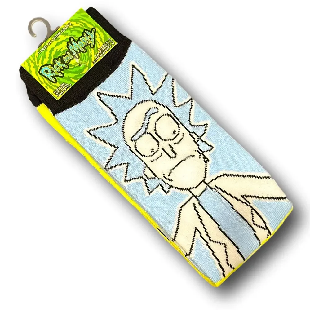 3/$20 Rick & Morty Adult Swim Cartoon Funny Novelty Crew Socks - NWT